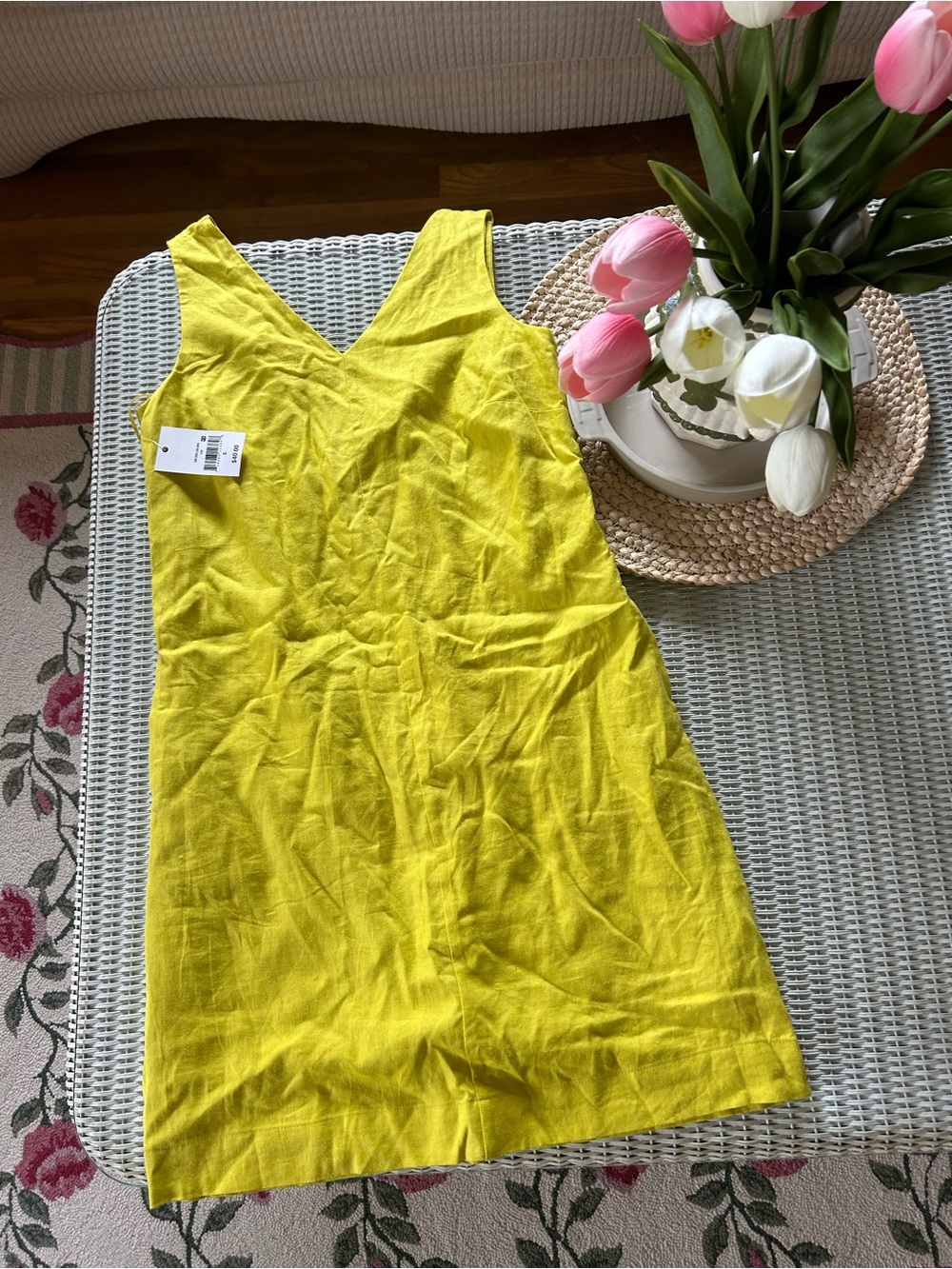 Sleeveless V-Neck Mini Dress in Bright Yellow